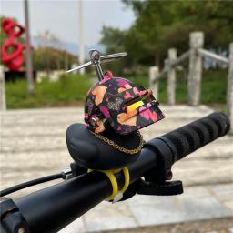 Bicicleta chifres Squeeze Toy para crianças, enfeites de carro, pato preto com alças, capacete, cinto elástico de silicone, bicicleta Bell, esporte ao ar livre - Image 5