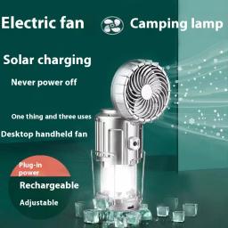 Lanternas de acampamento portáteis com ventilador elétrico, LED, energia solar, barraca suspensa, recarregável, lâmpada de emergência ao ar livre, 1500mAh - Image 6