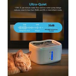 Wireless Connected Water Fountain para Cat, fonte de água automática Pet, bandeja de aço inoxidável, peso Sensor, App, 84oz, 2.5l - Image 5