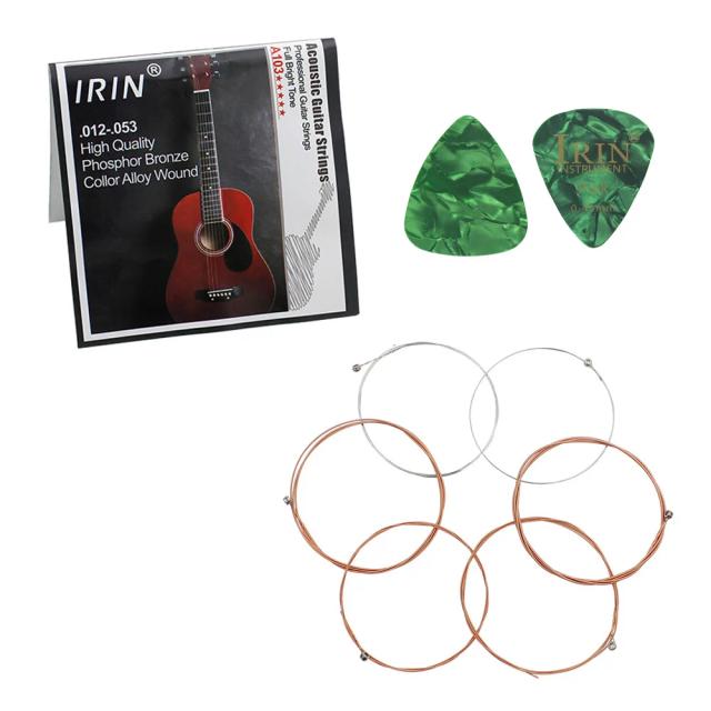 Cordas de Guitarra Acústica IRIN com Palhetas - Acessórios de Alta Qualidade em Aço Inoxidável para Músicos