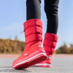 Inverno grosso botas de neve femininas quentes de pelúcia meados de bezerro botas antiderrapante plataforma à prova dwaterproof água bota de neve casual feminino sapatos brancos - Image 2