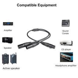0.5m 3 pinos xlr 1 fêmea para 2 macho cabo de extensão áudio mic y cabo divisor áudio para misturador gravador xlr 3 pinos fêmea - Image 2