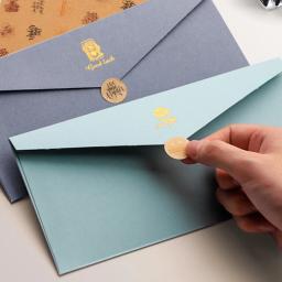 Envelope com selagem adesivos, papel presente vintage, carta escrita, cartão postal, cartão, convite de casamento, 5pcs - Image 5