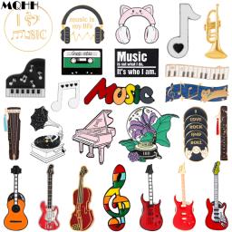 Símbolo da música criativa instrumento esmalte pinos piano cd grafophone rock guitarra fone de ouvido liga broche emblema doce jóias presente - Image 1
