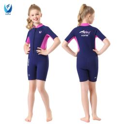 Fatos de neoprene baixinho infantis, natação quente, surf, roupa de mergulho, proteção solar, maiô de manga curta, meninos, meninas, 3mm - Image 4