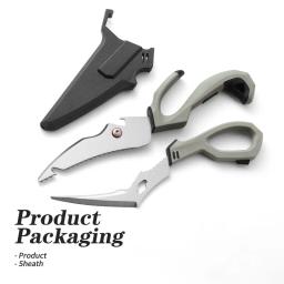 Tesoura De Cozinha De Aço Inoxidável, Lâminas Afiadas Com Alças De Plástico, Destacável E Multifuncional, Pesado, Osso De Peixe Ao Ar Livre - Image 5
