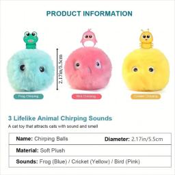 Bolas de pelúcia interativas para jogar tempo e treinamento, brinquedo sonoro para gatos, bolas de chilrear, brinquedos divertidos para animais de estimação, EVA, 3 peças - Image 5