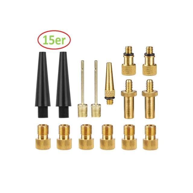 Adaptador de Válvula para Bicicleta - Kit Completo com 15 Peças para Bomba de Pneus