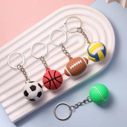 Simulação Criativa Chaveiro Futebol, Rugby, Tênis, Voleibol, Série Spike Ball, Basquete, Pequeno Pendant Doll, Presente Atividade - Image 1