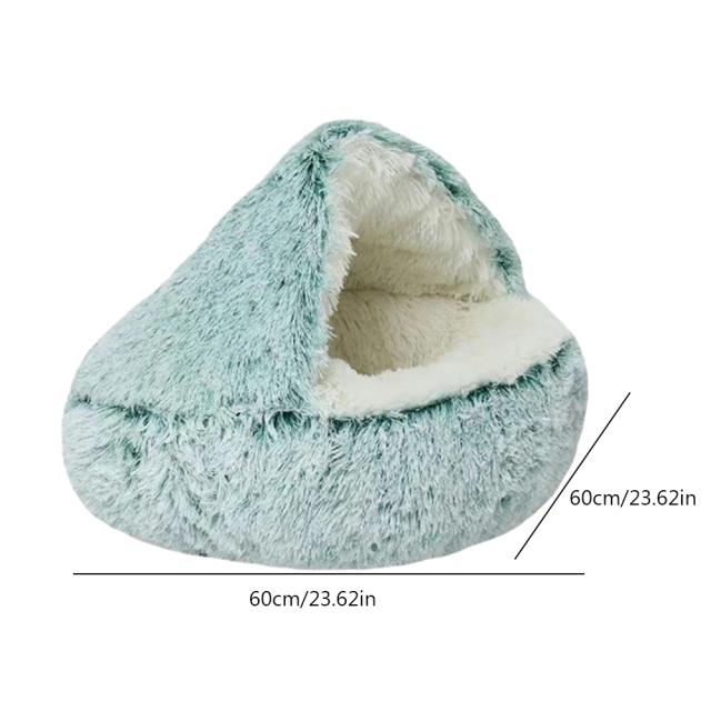 Cama Redonda Dobrável para Pets: Caverna Quente e Luxuosa para Gatos e Cães Pequenos no Inverno