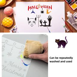 Reutilizáveis Halloween Desenho Aids, Projetos de Arte, Modelos, Estêncil Kit para Pintura em Parede De Madeira, Tecido Rock Sign, DIY, 24Pcs - Image 3