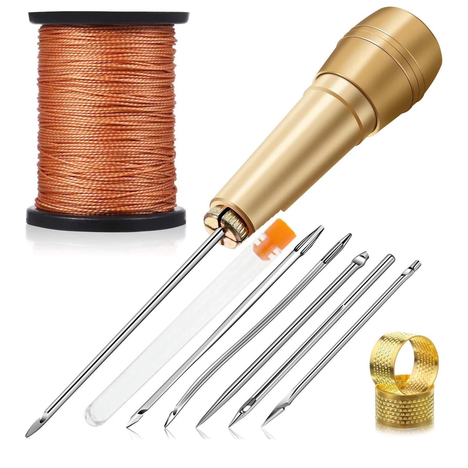 Ferramentas De Costura De Couro Artesanal Para Sapatos E Reparos De Couro, Agulhas Cónicas De Lona, 6 Punho De Cobre, 11 Pcs - Image 1