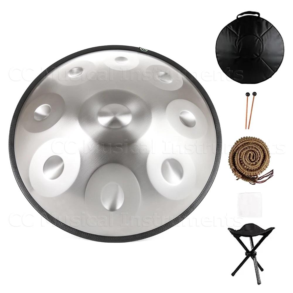 Prata Handpan Drum para iniciantes Professional Meditação Instrumento Aço Tongue DrumD Major Handpan 22 em, 9/10/12 Notas 440HZ - Image 1