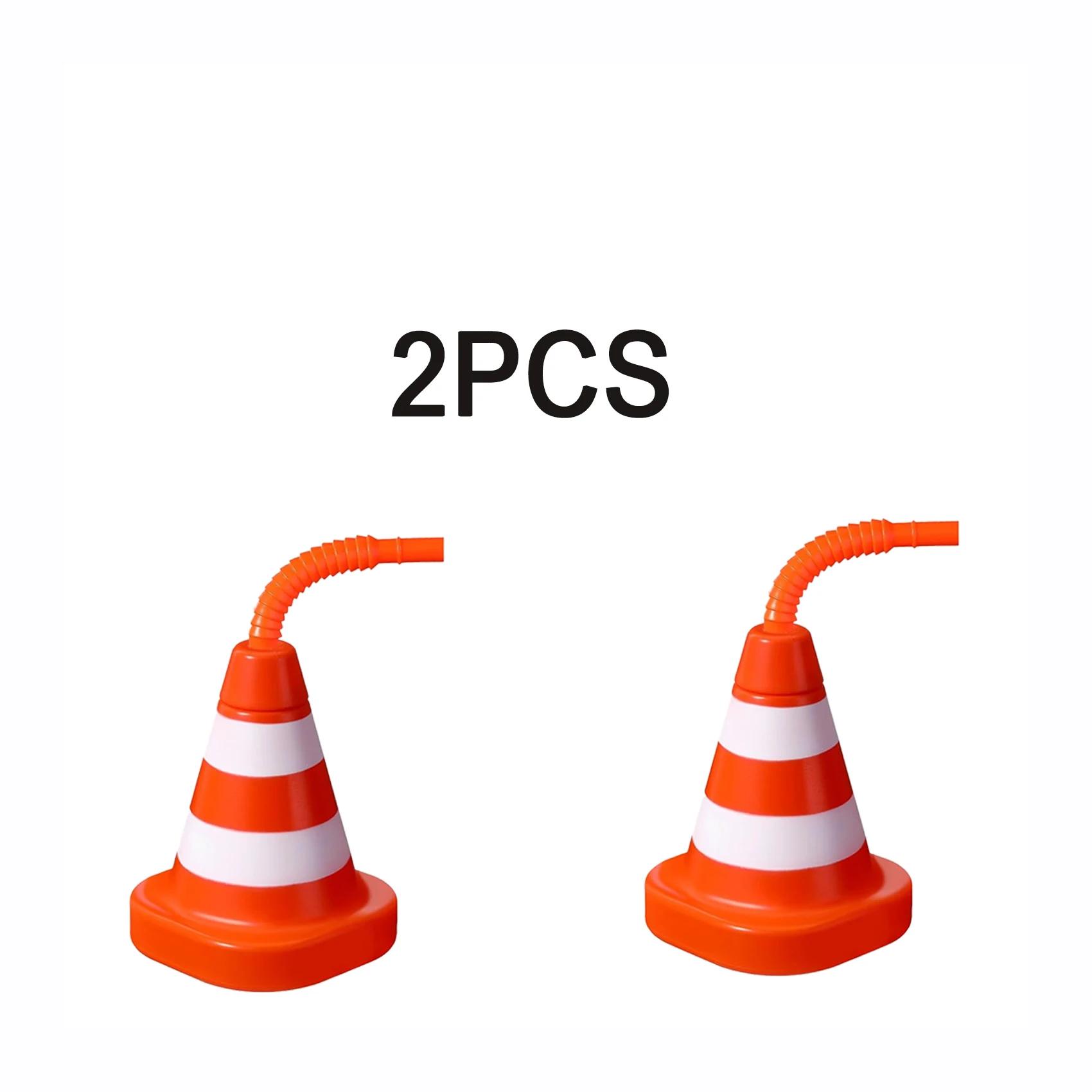 Copos de cone de construção com canudos, copos de lembrancinhas de festa de tráfego, conjunto de copos de corrida de festa infantil para carro de corrida com tema de tráfego de construção - Image 1