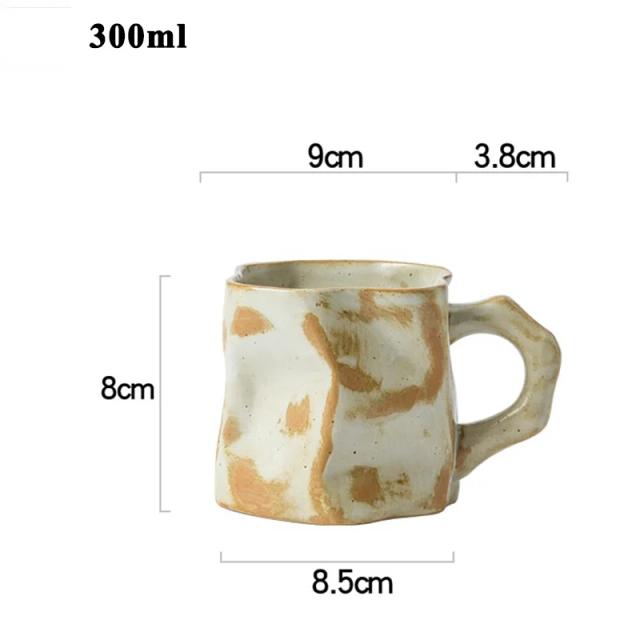 Xícara de Café Artesanal com Alça em Cerâmica Retro: Caneca de Chá com Esmalte Alterado para Colecionadores