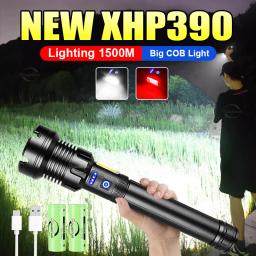 Xhp390 lanterna mais poderosa recarregável usb, luz forte, lanterna tática militar, acampamento, caça, ar livre - Image 1