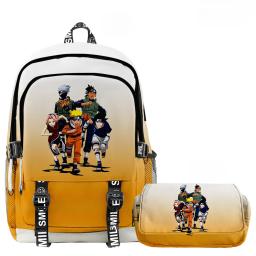 Mochila e lápis Naruto Anime para crianças, meninos, meninas, conjunto de mochila de dois andares, mochila escolar impermeável para adolescentes, 36 estilos - Image 5