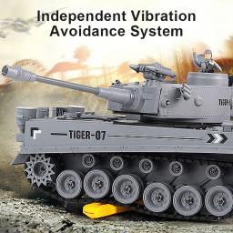 Fumar tanque rc atirar bala infravermelho tanque de controle remoto brinquedo tigre modelo militar vibratório recoil com som led presente do menino - Image 5