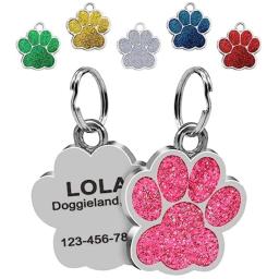 Tag gravado para animais de estimação, identificação personalizada, pata, pingente de brilho, aço inoxidável, cachorro, cães, gatos, acessórios - Image 5