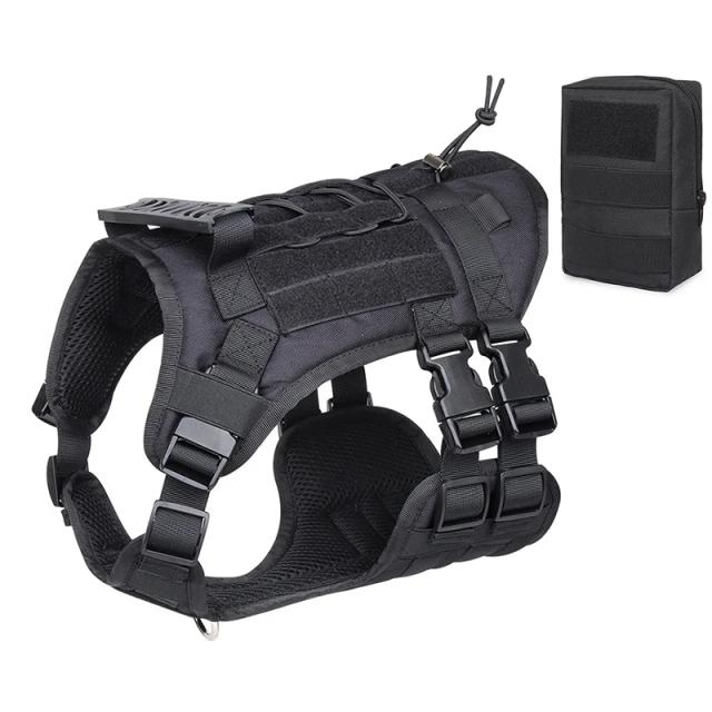 Arnês Tático para Cães Médios e Grandes - Colete de Treinamento Militar para Pastores Alemães com Liberação Rápida e Tração para Patrulha