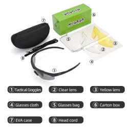 Conjunto de óculos tático com 3 lentes, à prova de vento, poeira, cs, tiro militar, à prova de balas, óculos de sol para motocicleta, montanhismo - Image 6