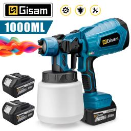 Pistola pulverizadora elétrica sem fio, 1000ml, alta potência, hvlp, pulverizador de tinta, móveis automotivos, revestimento de aço, aerógrafo para makita, bateria de 18v - Image 1