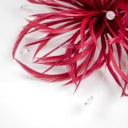 Moda arte vinho vermelho pena broche pinos tecido flor corsage lapela pinos para jóias artesanais presentes acessórios de festa de casamento - Image 3