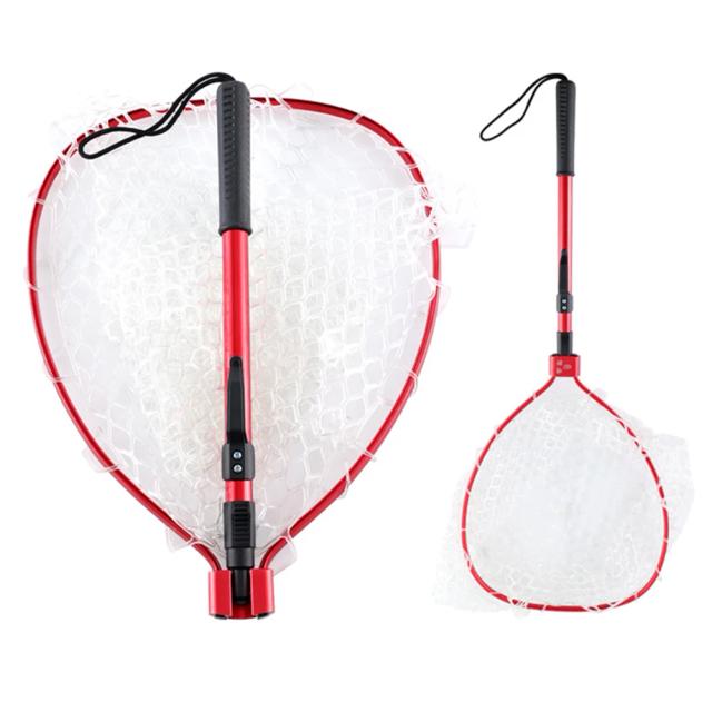 Rede de Pesca Dobrável com Alça de Alumínio e Malha de Borracha Revestida, Leve e Compacta, 30cm de Profundidade, Ideal para Acessórios de Pesca
