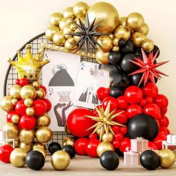 Explodindo Star Balloon Arch Kit, Dança Decoração, Aniversário, Bachelor Party, Celebração do Evento, Dia dos Namorados, Ouro, Vermelho, Preto, 160pcs - Image 1