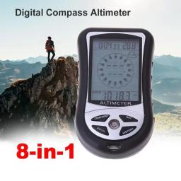 8 em 1 handheld bússola altímetro termômetro barômetro de navegação ao ar livre caminhadas acampamento pesca bússola - Image 3