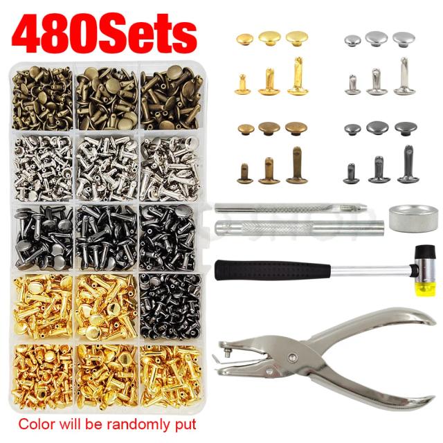Rebites de Metal Duplo - Pinos Espinhosos para Sapatos, Bolsas e Cintos - Kit de Ferramentas para Reparos de Couro e Acessórios de Moda