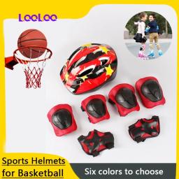 Capacetes esportivos para crianças, joelheiras, cotoveleiras, skate, ciclismo, Hoverboard, patins, basquete, futebol, 7pcs, conjunto - Image 1