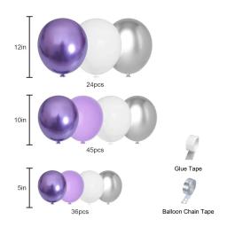 Kit Arco Balão para Decoração de Festa, Balões Metálicos, Guirlanda, Prata, Roxo, Prata, Casamento, Noivado, Aniversário, 1 Conjunto - Image 2