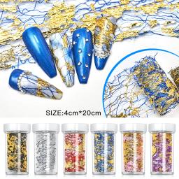 Folhas de alumínio adesivo para unhas, folhas de papel 3d de malha, decorações diy para design de unhas, ouro e prata, 20cm/50cm x 4cm, 1 caixa - Image 2