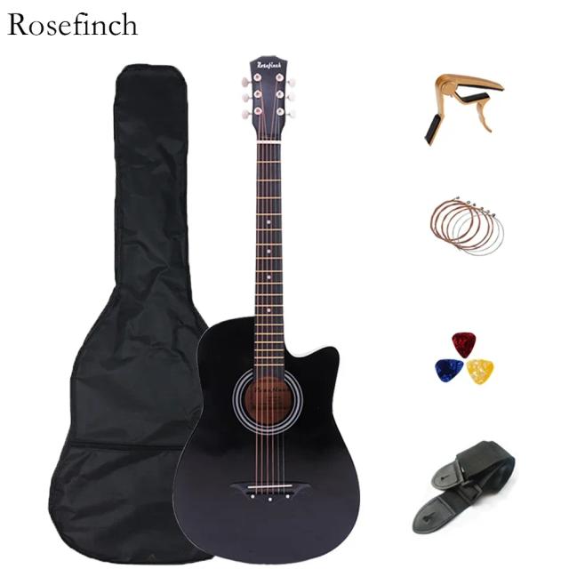 Guitarra Acústica de 38 Polegadas para Iniciantes - Kit Completo para Crianças, Ideal para Viagens em Preto, Azul, Branco e Marrom