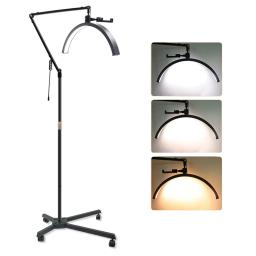 Lâmpada LED meia lua com roda, piso Stand luz, altura ajustável, cílios extensão, tatuagem, skincare, sobrancelha, 20 ", 36W, 2024 - Image 1