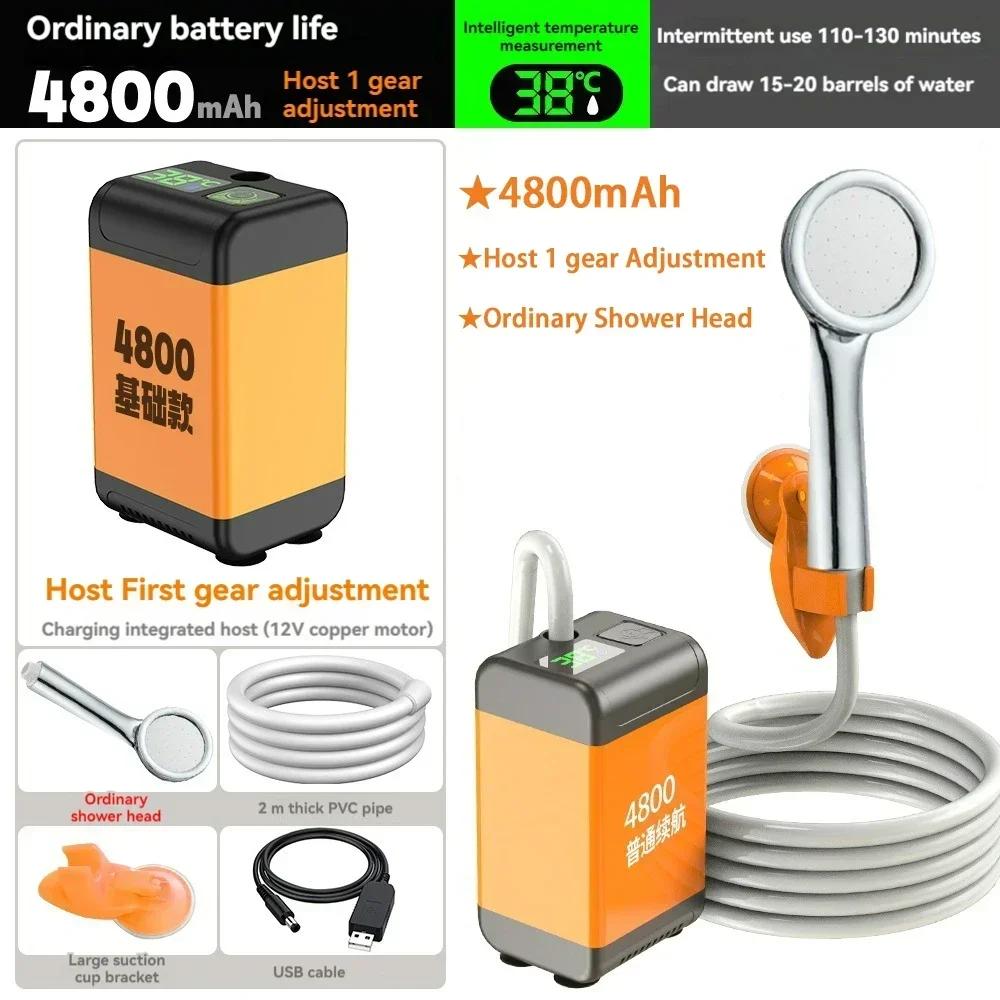 Kit de chuveiro ao ar livre ajustável com Display Digital, Bomba de chuveiro portátil, Camping, Viagem, Praia, Pet, 3 engrenagem, 12V, 4800 mAh, 6000 mAh, 7800mAh - Image 1