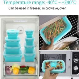 4 pçs silicone dobrável recipientes de armazenamento de alimentos com tampas de silicone caixa de almoço bento bpa livre para cozinha despensa - Image 6