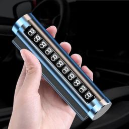 Placa de número de estacionamento temporário para carro, preto/prata/azul, material de liga de alumínio, rolo ajustável, placa de estacionamento, suprimentos para carro - Image 1