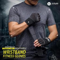 Luvas de ginástica fitness levantamento de peso construção do corpo envoltório de pulso treinamento esporte meio dedo treino luvas de fitness para homens - Image 1