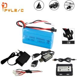 7.4v 18650 1500mah/2200mah/3000mah bateria para wpl mn99s d90 u12a s033g q1 h101 sm 7.4v bateria rc barcos carros tanques drones peças - Image 1