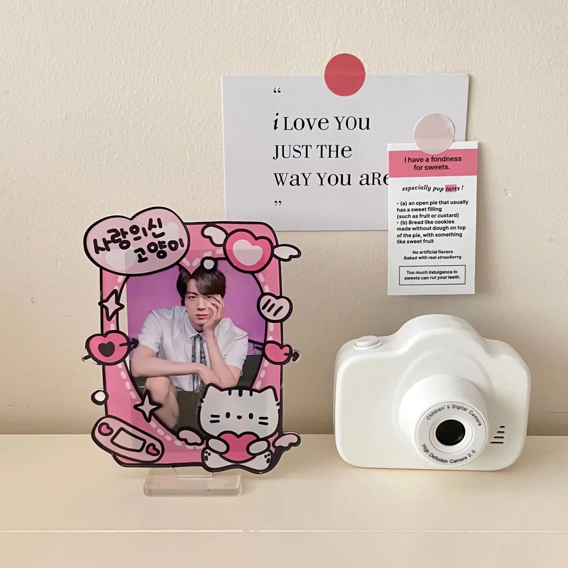 Porta-cartão Kawaii, adorável cachorrinho dos desenhos animados, display acrílico, ídolo em pé, k-pop, família, amigo, suporte de foto, material para estudante - Image 1
