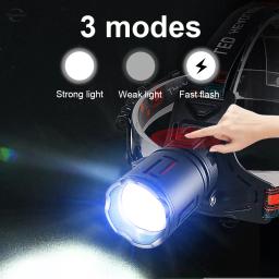 2024 ultra poderoso led farol super brilhante cabeça de longo alcance lanterna usb recarregável cabeça tocha pesca caça cabeça luz - Image 3