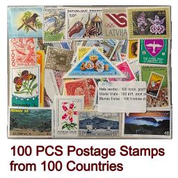 100 selos postais dos pces de 100 países diferentes do mundo, selo novo original do cargo do unc real para a coleção - Image 1