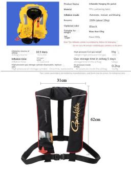 Gamakatsu Fly Fishing Vest, Jaqueta Inflação Automática, Flutuabilidade Roupas De Pesca, Boating Vela E Caiaque, Adultos - Image 5