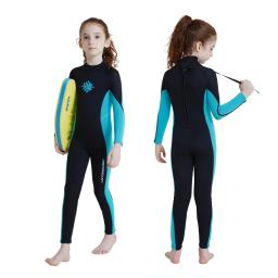 Crianças meninas meninos 3mm neoprene wetsuit térmico de uma peça volta zíper para esportes aquáticos mergulho natação surf - Image 1