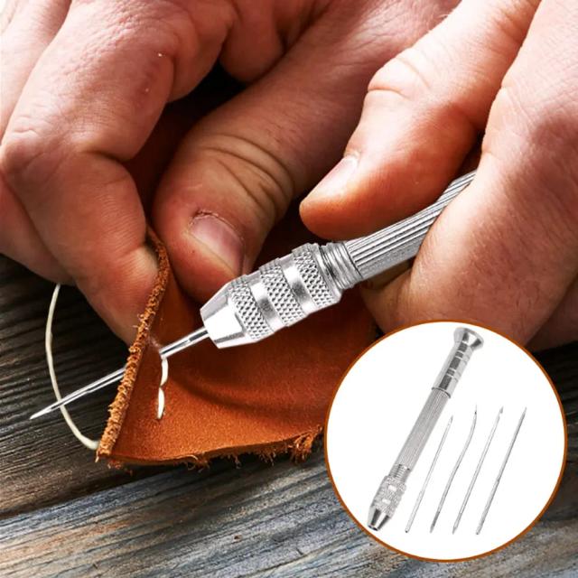 Conjunto completo de ferramentas para costura em couro PU com agulhas substituíveis para reparos e projetos DIY