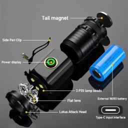 3led mini lanterna recarregável edc tocha à prova dwaterproof água caminhadas acampamento lanternas portáteis com clipe de caneta e ímã cauda - Image 3