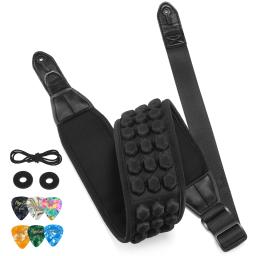 POGOLAB PGS-13 Alça de guitarra 3,5 "de largura almofadas de célula de ar neoprene acolchoado macio e confortável baixo com 2 fechaduras e 6 palhetas de cordas - Image 1