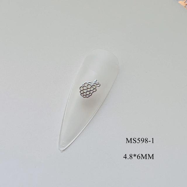 Conjunto de 100 Peças de Adesivos Metálicos para Decoração de Unhas - Frutas Design: Morango, Cereja e Uvas